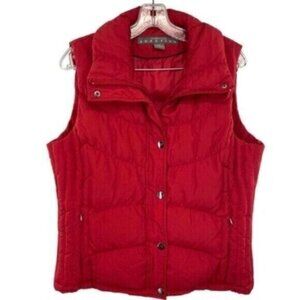 Red Puffer Quilted Feather Down Vest Kenneth Cole Womens Large Preppy Gorpcore